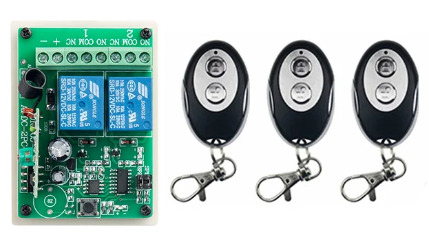

Universal DC12V 2CH 10A RF Wireless Remote Control Switch System 1*Receiver +3 *ellipse shape Transmitters Learning code