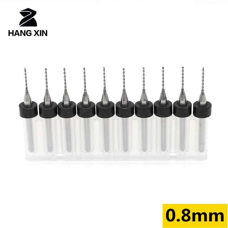 HANGXIN 10 pz/set 0.8mm/0.85mm Import Carbide PCB Punte da Trapano, stampa Circuit Board Mini CNC Drilling Bit Set, La Lavorazione Del Legno Strumento