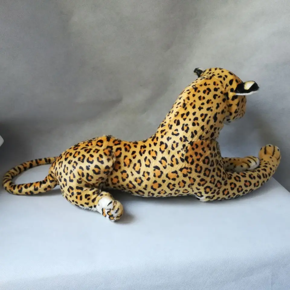 Juguete de la vida real, juguete de peluche de leopardo propenso animal, juguete grande de 60cm, regalo de cumpleaños h0244