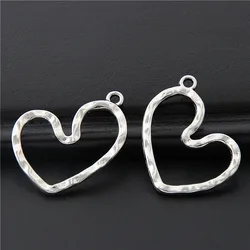 30pcs  Silver Color Hollow Geometric Heart Charms Love Pendant Fit For Lovers Findings DIY Jewelry Accessories 26x27mm A3061