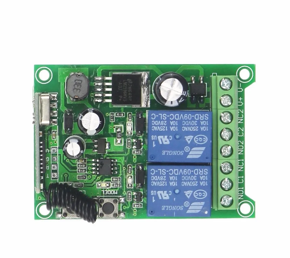 433MHZ Wireless Remote Control 12V 24V 36V 48V DC 2CH Relay RF Receiver Range Waterproof Drop-Proof Transmitter Toggle Latched
