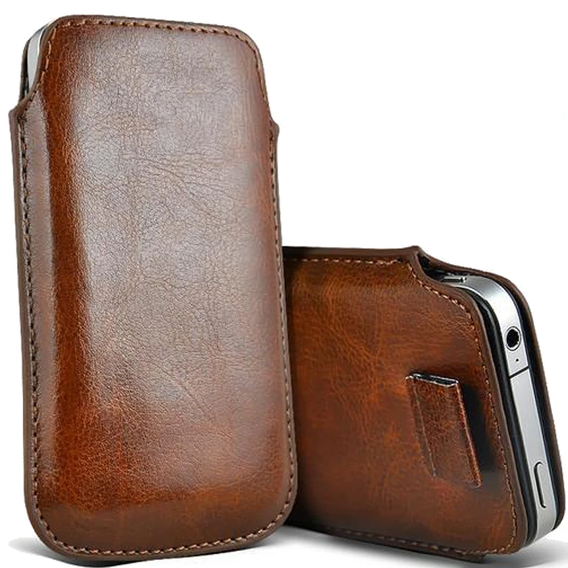 For iPhone 12 Pro Max Case PU Leather Pouch Cover Pocket Holster Pull Tab Cover For iPhone 13 mini 11 Pro XS Max Phone Bag Case