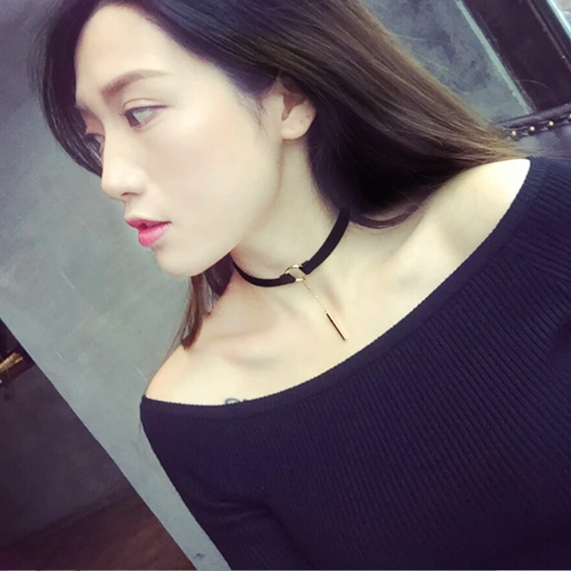 Fashion Girls Black Velvet Choker On The Neck For Women Gothic Punk Chain Pendant Necklace Collar Jewelry Female Party Gift