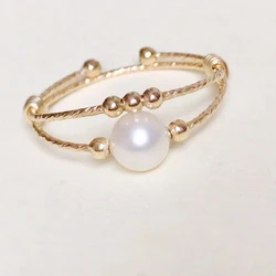 Natural Pearl Rings Handmade Gold Filled Birthday Gift Boho Anillos Mujer Bague Femme Rings For Women Gold Jewelry