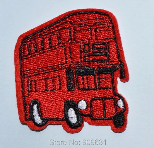 

Red double decker bus of UK British embroidered Iron on Patch Shirt Bag Cap