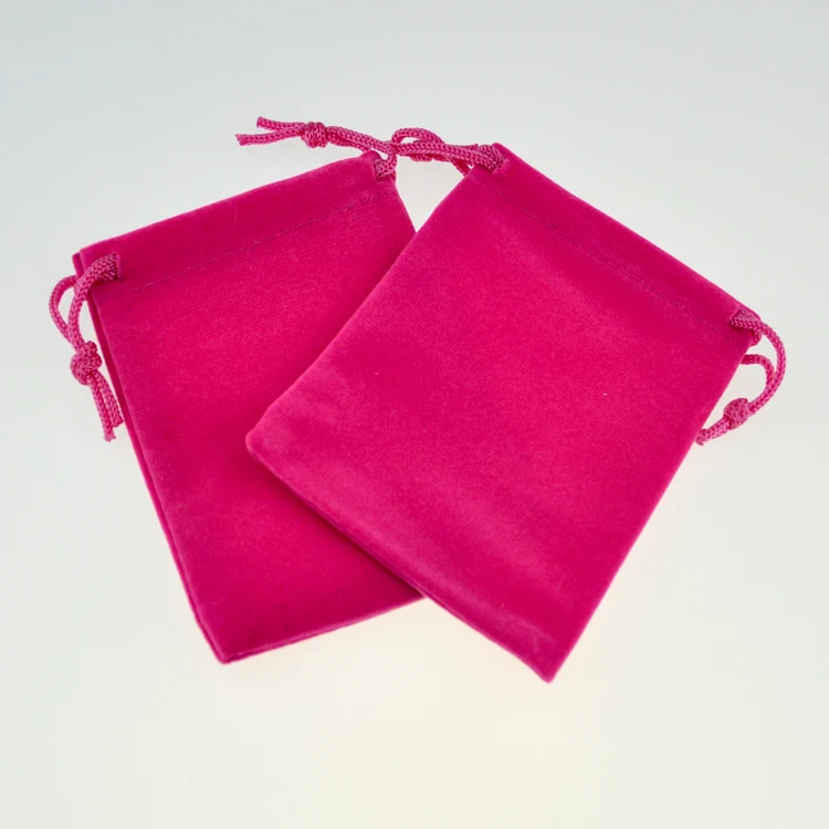 50pcs/lot Hot Pink Color Velvet Bags 9x12cm Pouches Jewelry/MP3 Packing Bags Christmas/Candy/Wedding Gift Bags Free Shipping