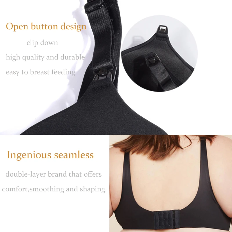 Maternity Nursing Bra 34C-44H Plus Size Full Coverage Back Smoothing Clip Down Pregnancy Breastfeeding Bra Maternity Clothes image 3