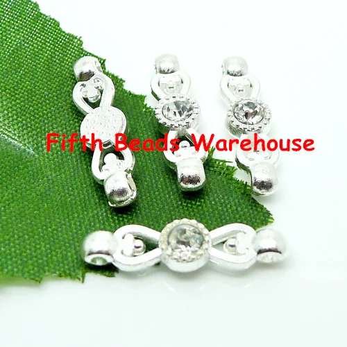 

free shipping 5x21mm silver colour flower shape rhinestone connection beads with 2 hole clasp 100pcs/lot R108