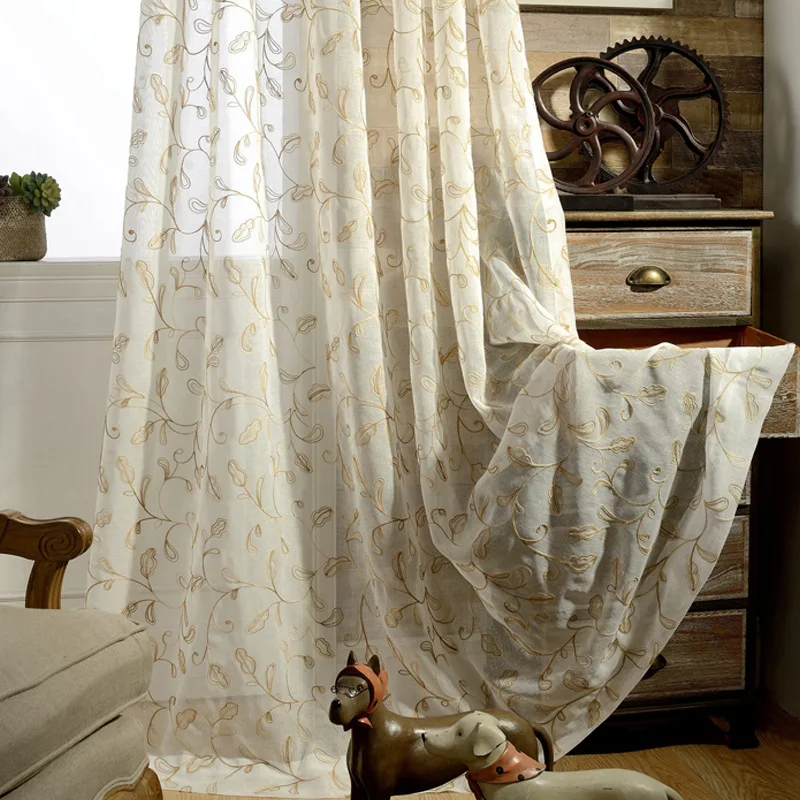 Gourd Flower Embroidered Tulle Curtains For Living Room Modern Floral Sheer Curtain Screens Rideaux Pour Le Salon Rideau Voilage