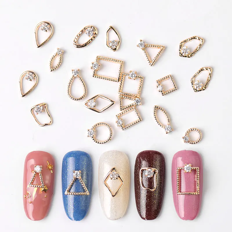 1pc gold 3d Rhinestone Rhinestone metal alloy jewelry Nail Art gems fashion glitter Zircon nail charms