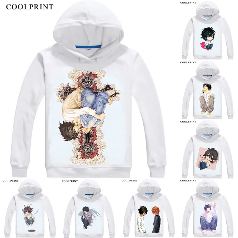 L Lawliet Eru Roraito detective Mens Hoodies Death Note Desu Noto Men Sweatshirt Streetwear Anime Hoodie Printed Long Hooded