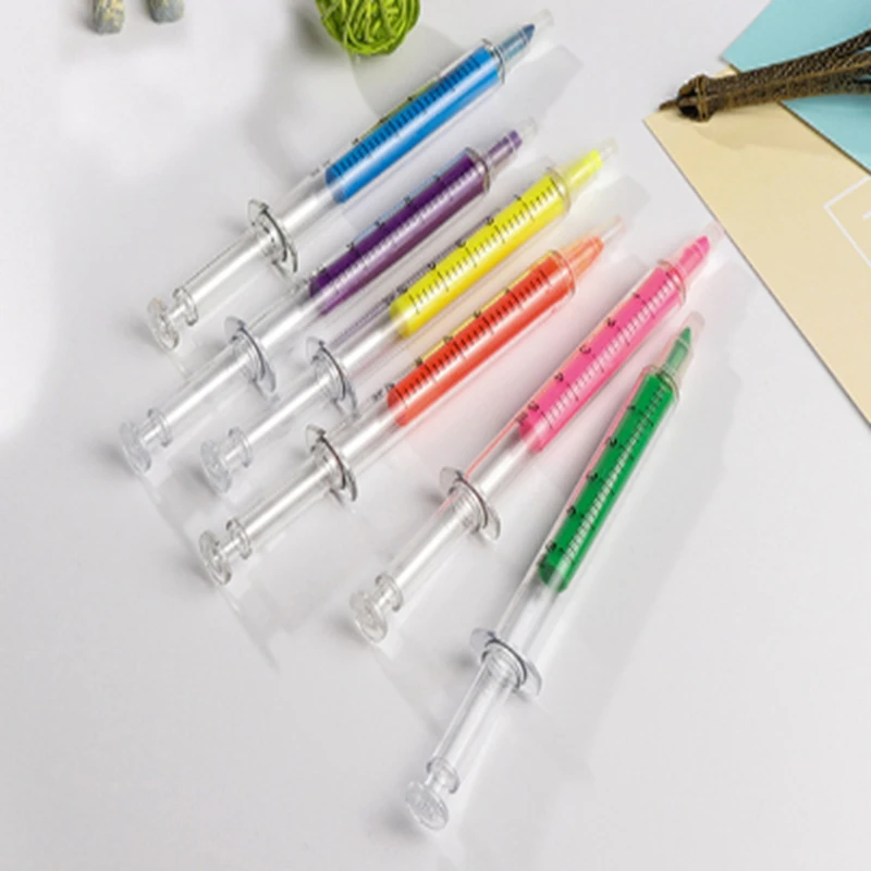 400 Pieces New Creative Highlighter pens Syringe design markers Fluorescent pen Stationery scrapbook material School supplies