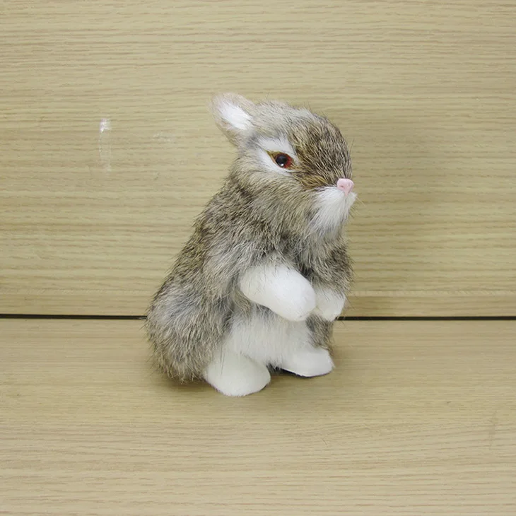 small cute simulation rabbit toy lovely khaki rabbit model gift 8x12x14cm