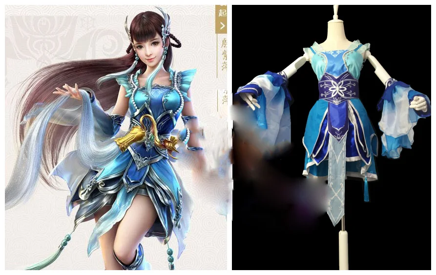 4 Designs Pink Blue Female Sexy Cosplay Hanfu for Computer Mobile Game Qian Nv You Hun Cos NaLan Qing Sang Cosplay Hanfu