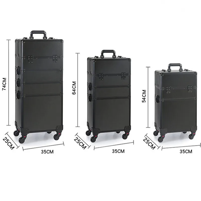 Brand Aluminum Frame 4 Layers Trolley Bags Makeup Box Beauty Case Wheel Professional Baggage Suitcase Travel Luggage Toolbox Bag