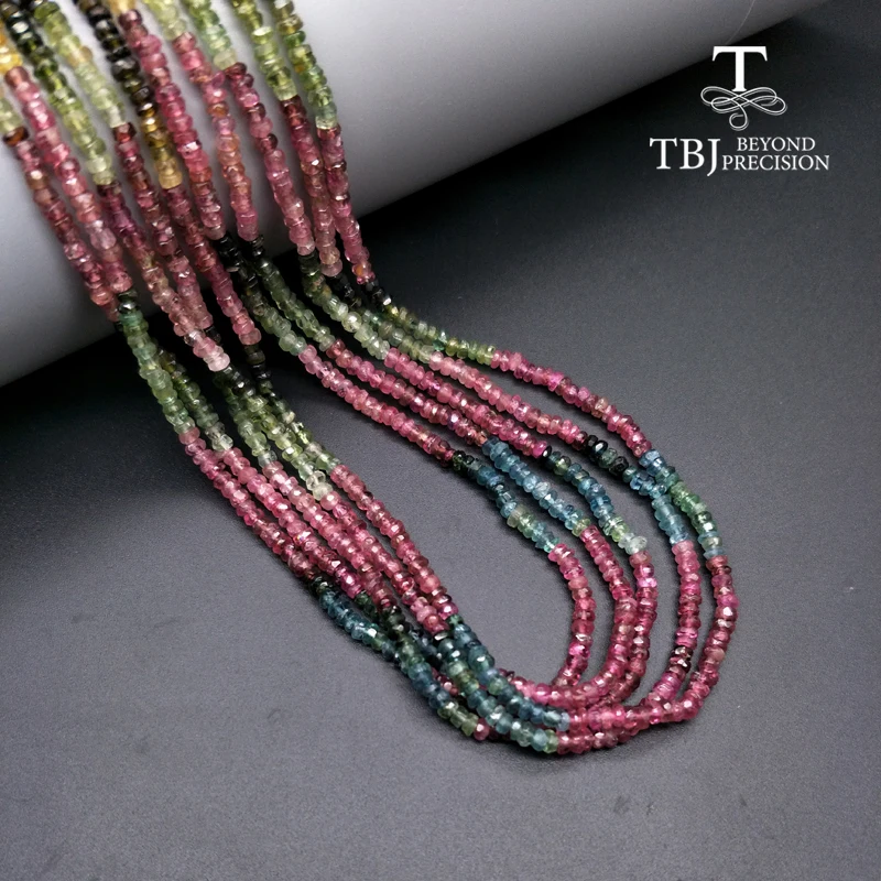 TBJ ,100% Natural fancy color tourmaline gemstone bead necklace with 925 silver clasp,luxury big size \