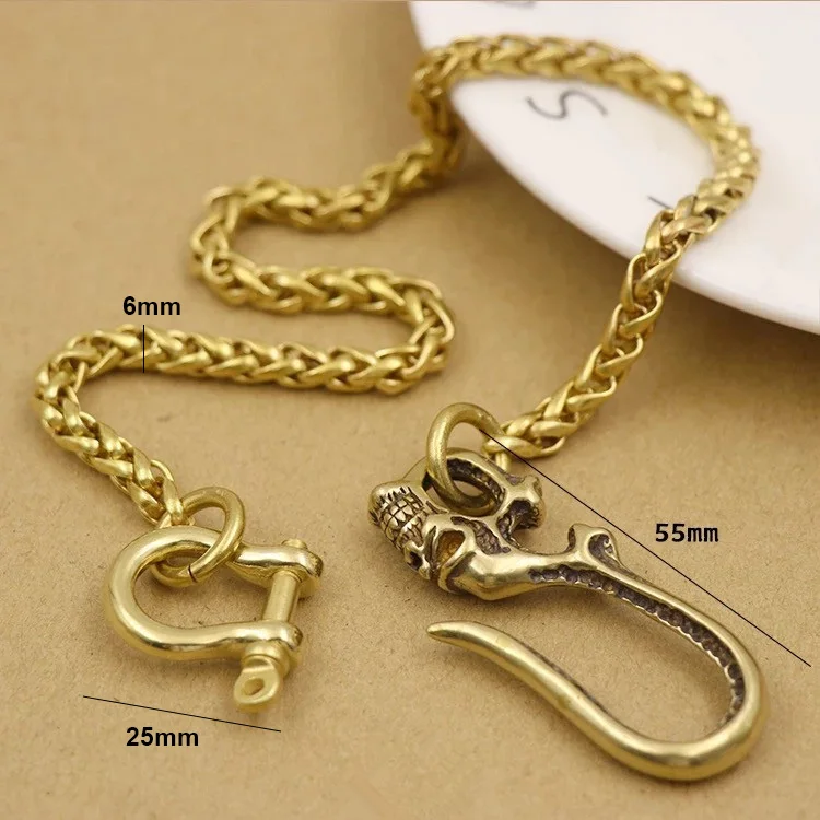 Punk Solid Brass Skull  Pants Wallet Chain Trucker Pants Chain DIY Solid Brass Metal Wallet Belt Chain  Keychain Accessories