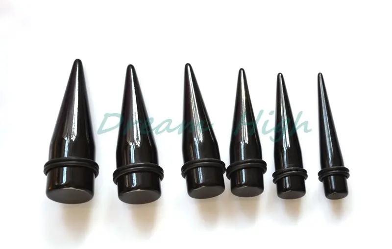 reta preto funky esticada para lobulos da orelha acrilico expander taper ear maca joia piercing do corpo grande calibre 01