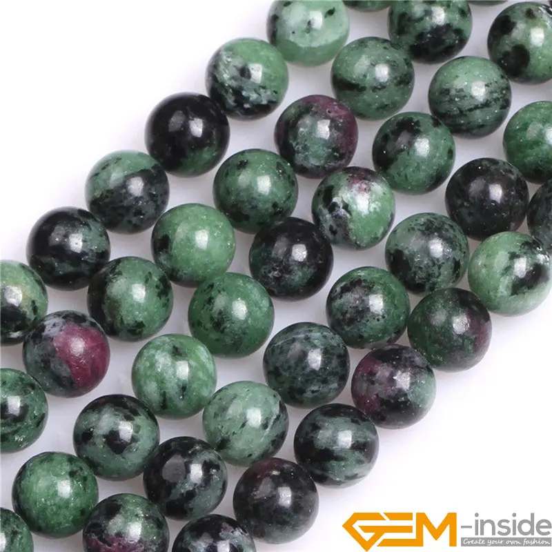 Natural Stone Green Rubys Zoisite Beads Selectable Size 4/6/8/10/12mm DIY Beads For Jewelry Making Strand 15 Inches