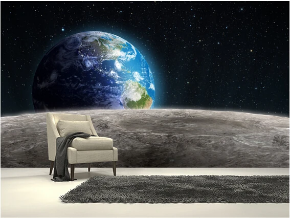 

Custom landscape wallpaper,Rising Earth from the Moon,3D photo for living room bedroom ceiling restaurant wall papel de parede