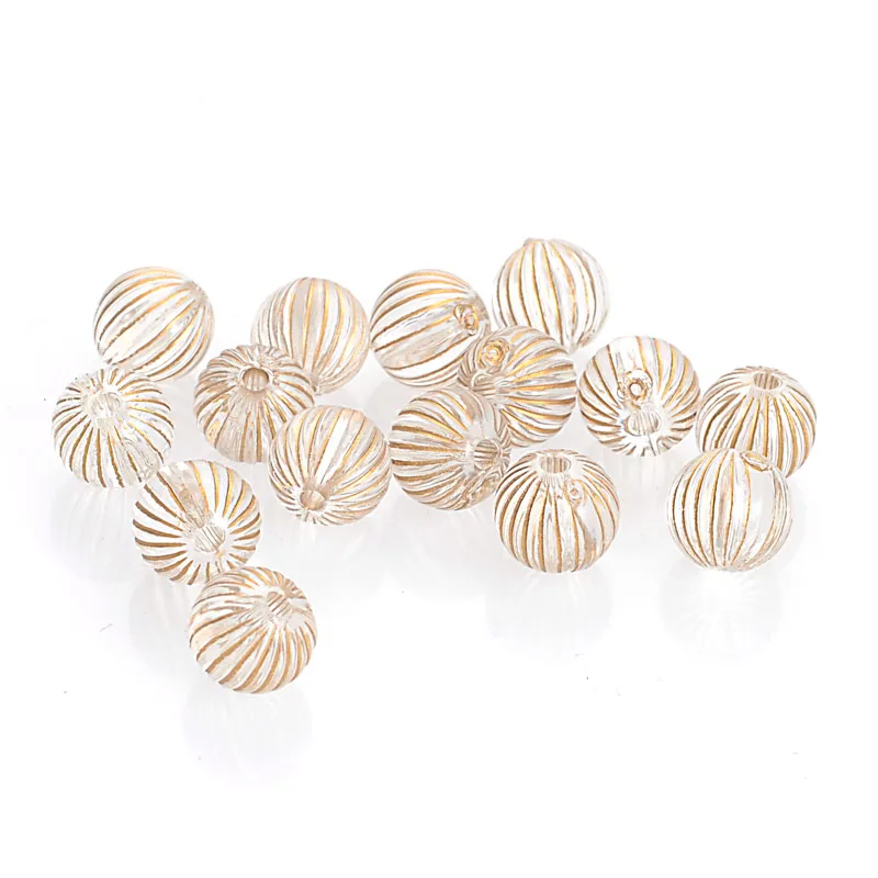 Miasol 100 Pcs 10mm Plating Acrylic Vintage Retro Ethnic Stripe Round Antique Design Spacers Beads For Diy Jewelry Making