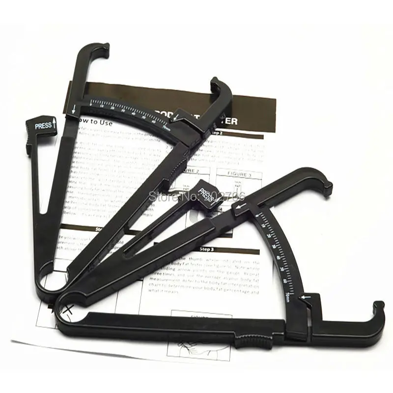 Black color Skinfold Caliper Body Fat Caliper, Tape Measure + Men's & Women's Chart
