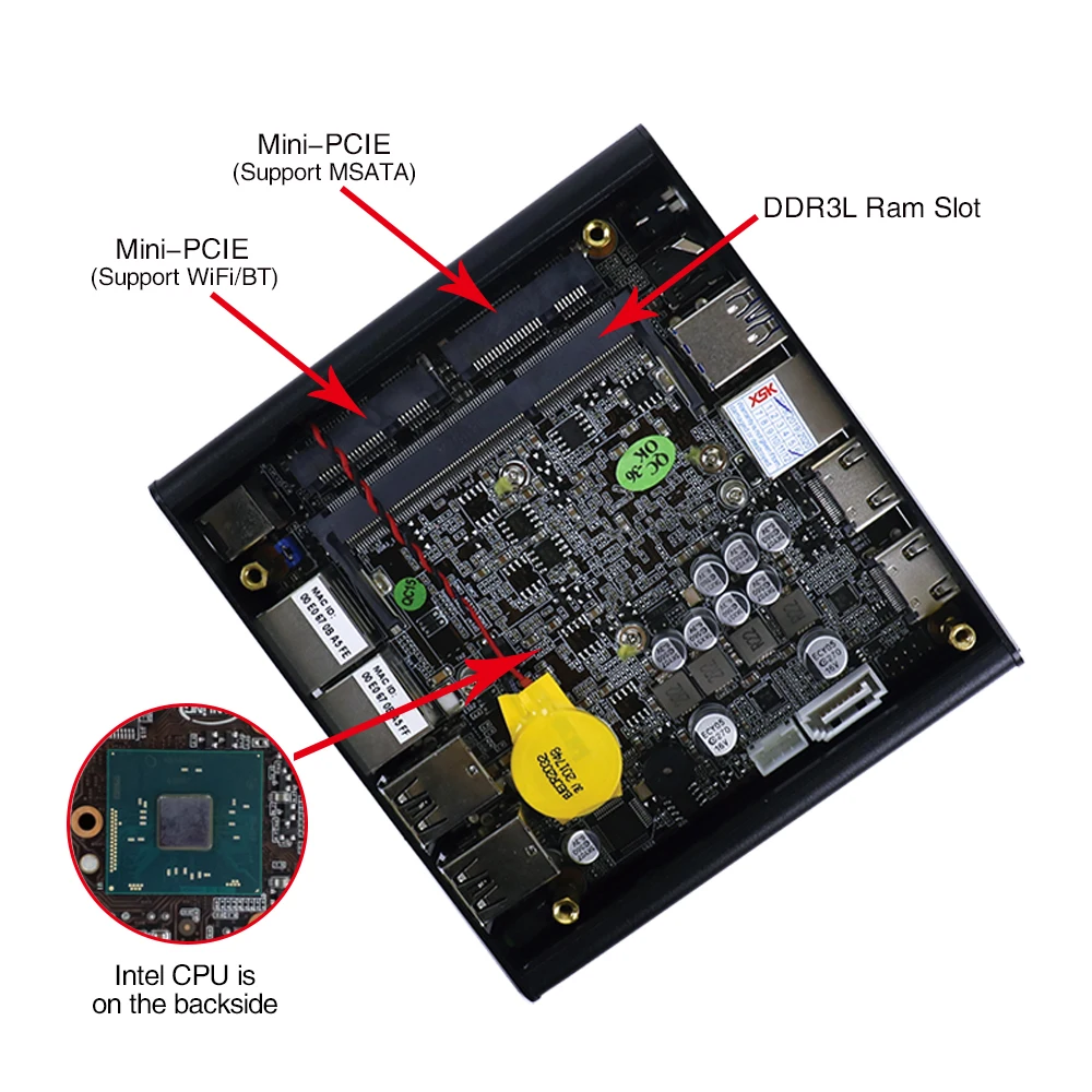 Yanling Neueste Intel J3060 Fanless Mini PC Dual Gigabit Lan NUC Fall Barebone-tablet-pc Computer Linux Unterstützung 2 HDMI AES-NI Pfsense VPN