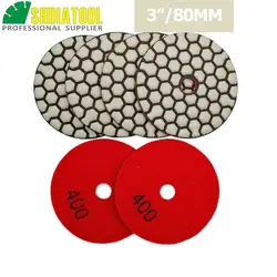 SHDIATOOL 6 stücke 80mm G #400 Harz Bond Flexible Diamant Trocken Polieren Pads Durchmesser 3 zoll Schleif Scheiben für Granit Marmor Keramik