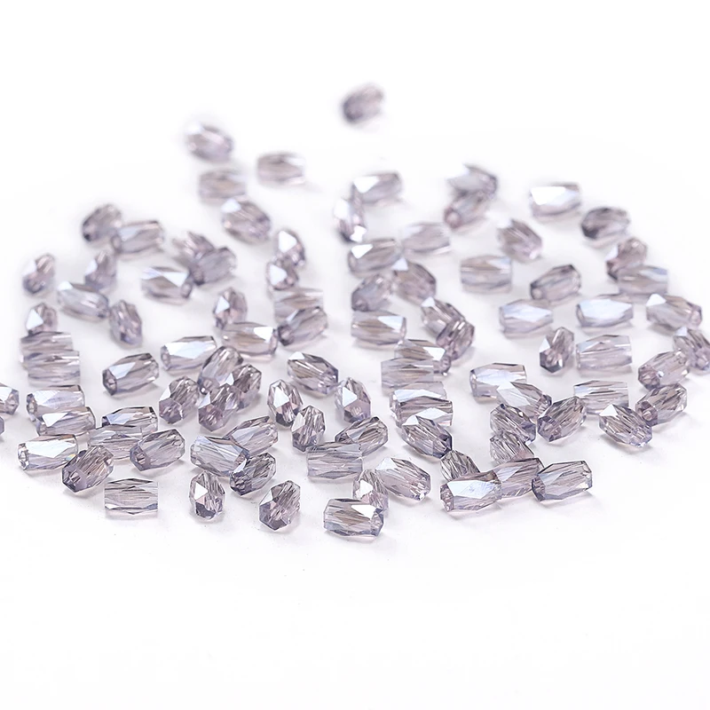 Light Purple AB 50pcs 2*4mm Crystal Beads Austria Crystal 18 Cutting Faces Loose Beads Charm Glass Cylinder Crystal Beads C2