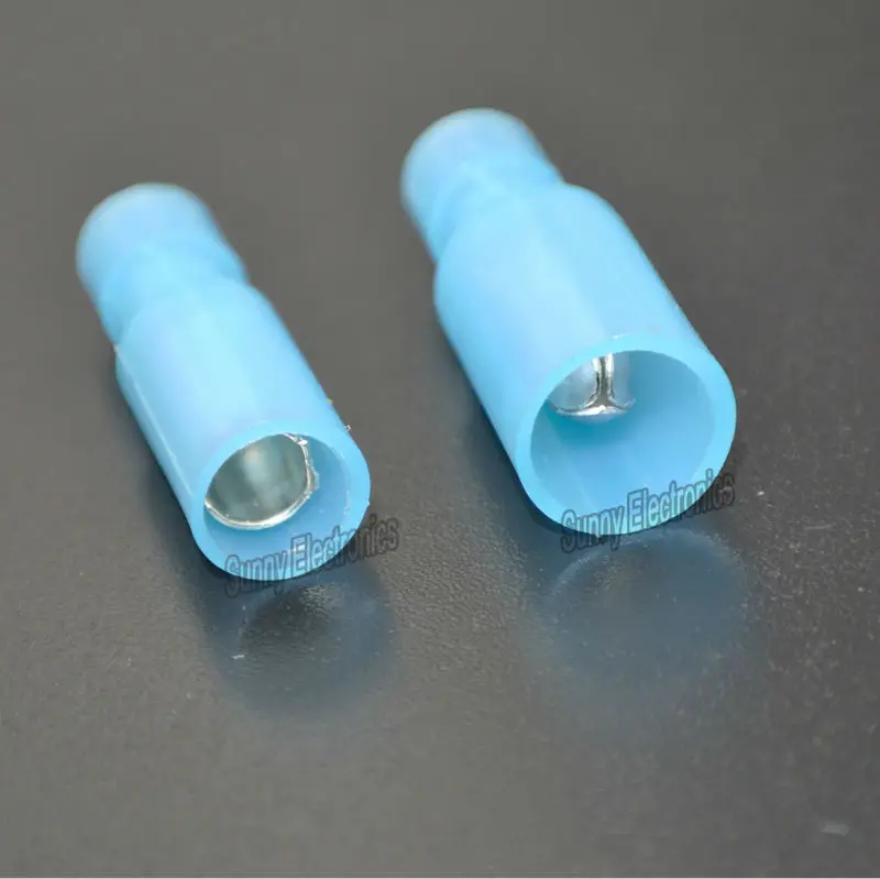 100 Blue 16-14 Gauge Fully Insulated Nylon Bullet Connectors Wire Terminals Mates male & female