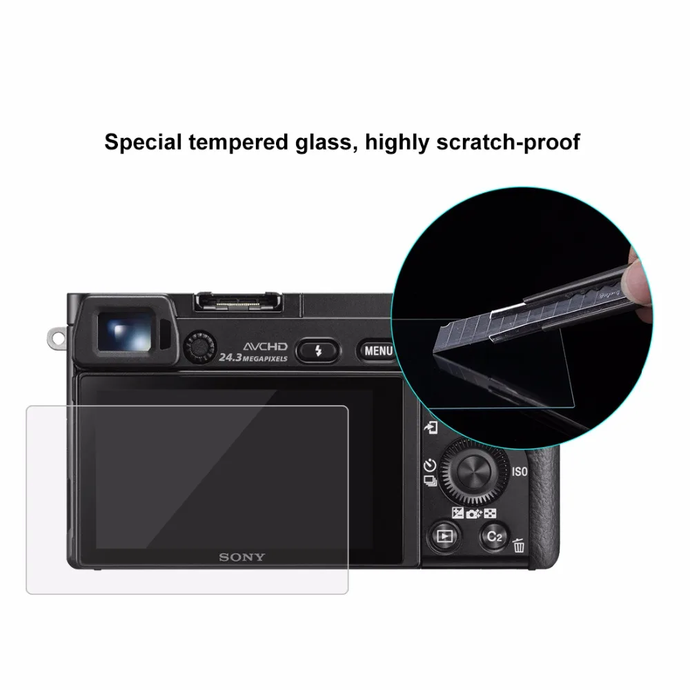 PULUZ for Sony A6000/A6300/A6500 Camera 2.5D 0.3mm Curved Edge 9H Surface Hardness Tempered Glass  LCD Screen Protector Film