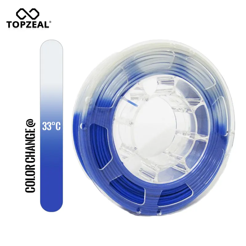 

TOPZEAL 3D Printer PLA Temperature Change Color Filament, Dimensional Accuracy +/- 0.05 , 1KG Spool, 1.75mm , Blue To White