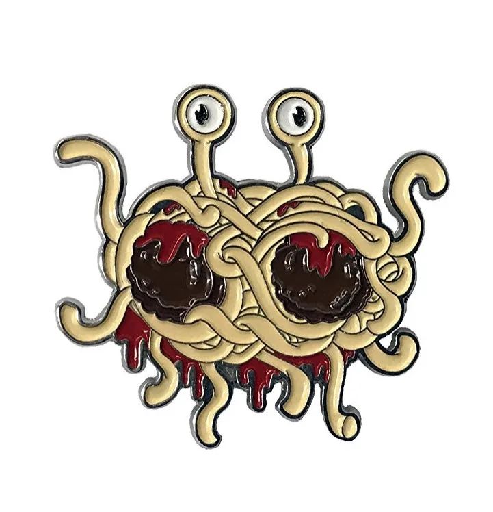 

Flying Spaghetti FSM Enamel Pin Pastafarian Ramen Funny Flair Brooch