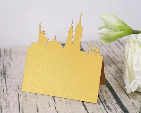 New York City Skyline wedding tent Place Cards birthday baby bridal shower party sitting table Name number cards placecards