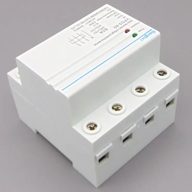 VPD3-60 Three Phase four wire Din rail automatic recovery reconnect over voltage and under voltage protective protection relay