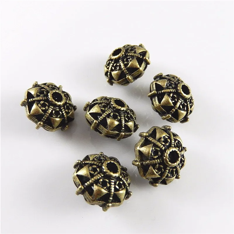 Julie Wang 10PCS Punk Beads Antique Bronze Zinc Alloy Spacer Beads Findings Fashion Bracelet Jewelry Making Accessory