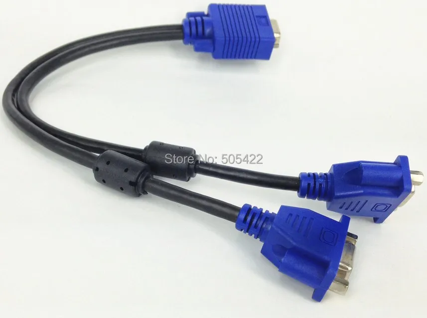 

15 Pin VGA 1 Male to Dual 2 VGA Female Converter Adapter Splitter Video Cable