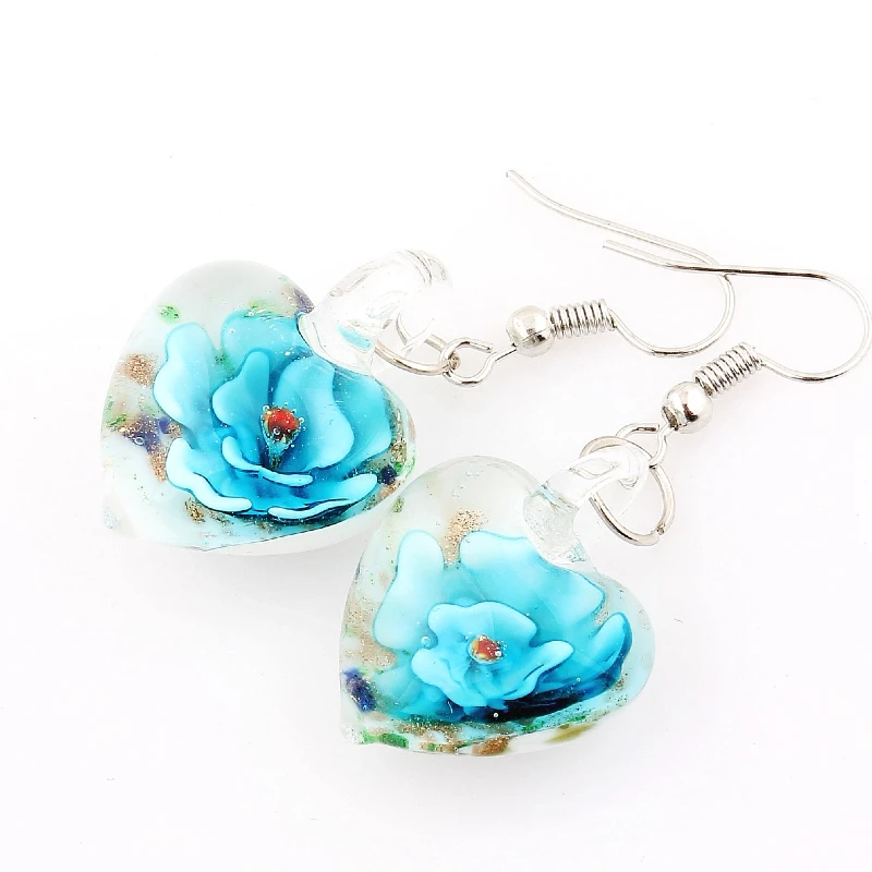 QianBei Promot Women Handmade Murano Lampwork Glass Mixed Color White snacks Charms Beauty Earring Hot