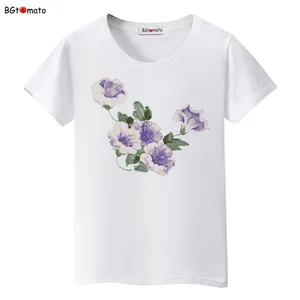 bgtomato New trends Morning Glory flower t-shirt summer top tees brand new shirt 3d printed t-shirts top t shirt women clothes