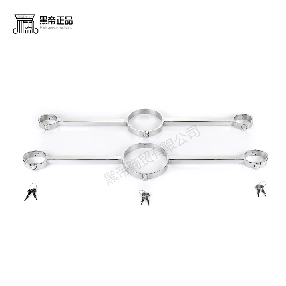 Metal Bondage Lock Neck Collar Hand Cuffs Stainless Steel Slave BDSM Restraints Sex Toys For Couples Spreader Bar Handcuffs