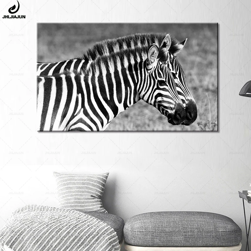 

JHLJIAJUN Canvas Painting Zebra Animal Scenery Nordic HD Wall Art Modular Print And Poster For Bedroom Dining Living Home Decor