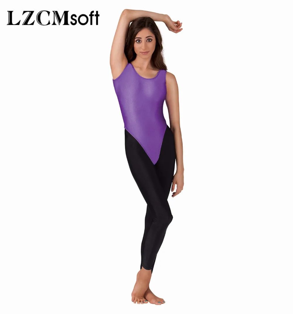 LZCMsoft Women\'s Sexy Tank Gymnastics Leotard Spandex Nylon Sleeveless Ballet Dance Leotards Bodysuit Stage Performance Tops