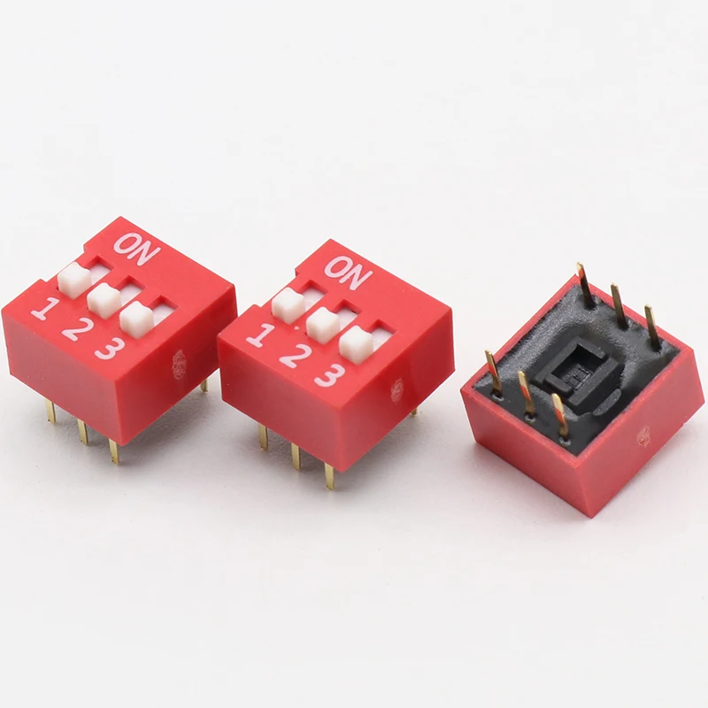 10PCS/Lot DIP Switch 3 Way 2.54mm Toggle Switch Red Snap Switch Wholesale Electronic