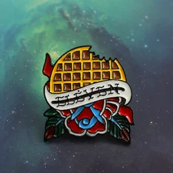 Waffle Flower Brooch ELEVEN Alien Waffle Cake Flower Fun Enamel Pin Denim Backpack Cartoon Badge Men and Women Kid Romantic Gift