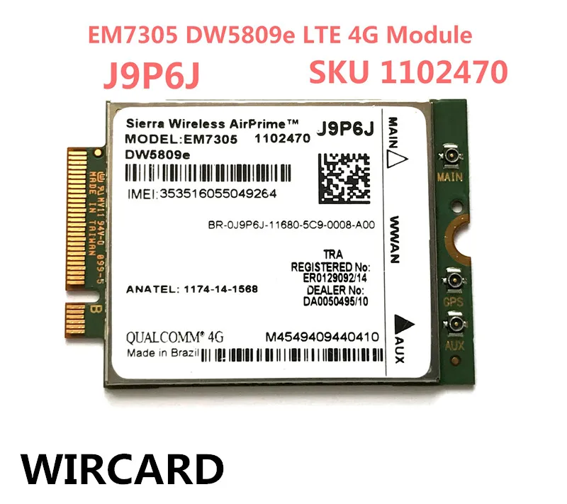 

DW5809e J9P6J for EM7305 M.2 4G 100M LTE WWAN Card Module for E7450 E7250/7250 E5550/5550 E5450/5450