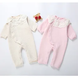 Baby clothes bodysuit pyjamas kids clothes baby girl clothes jumpsuit wadded cotton long sleeves lace neck overalls jumpsuit