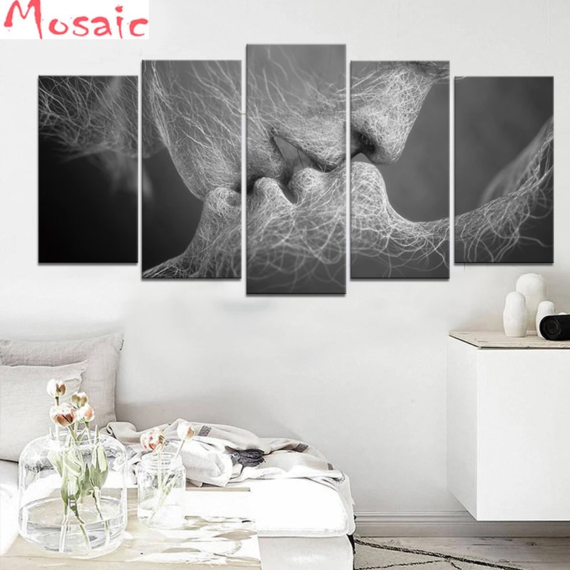 

Картины Kiss of The Love безрамные, 5 шт., полный квадрат, Круглый, «сделай сам», 5D алмазная живопись, наборы для вышивки крестиком, мозаичная вышивка