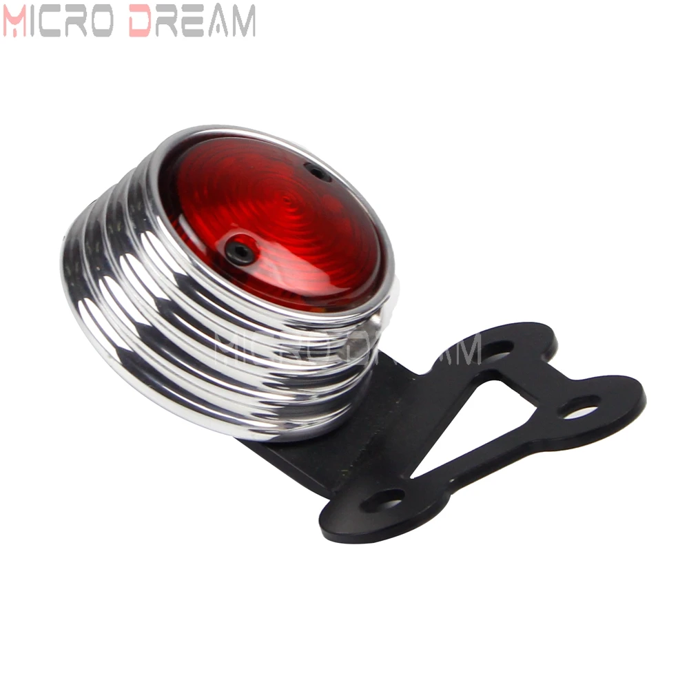 Motorcycle Brake Stop Tail Light Dual Element 12V LED Retro Taillight w/ Bracket for Harley Sportster Chopper Cafe Racer Custom