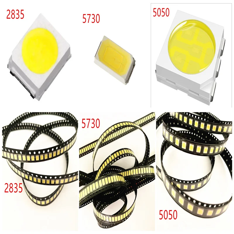 

100pcs/lot 0.2W 2835 5050 LED Lamp Bead White/Warm White 0.5W 5730 SMD LED Beads LED Chip DC3.0-3.4V for All Kinds of LED Light