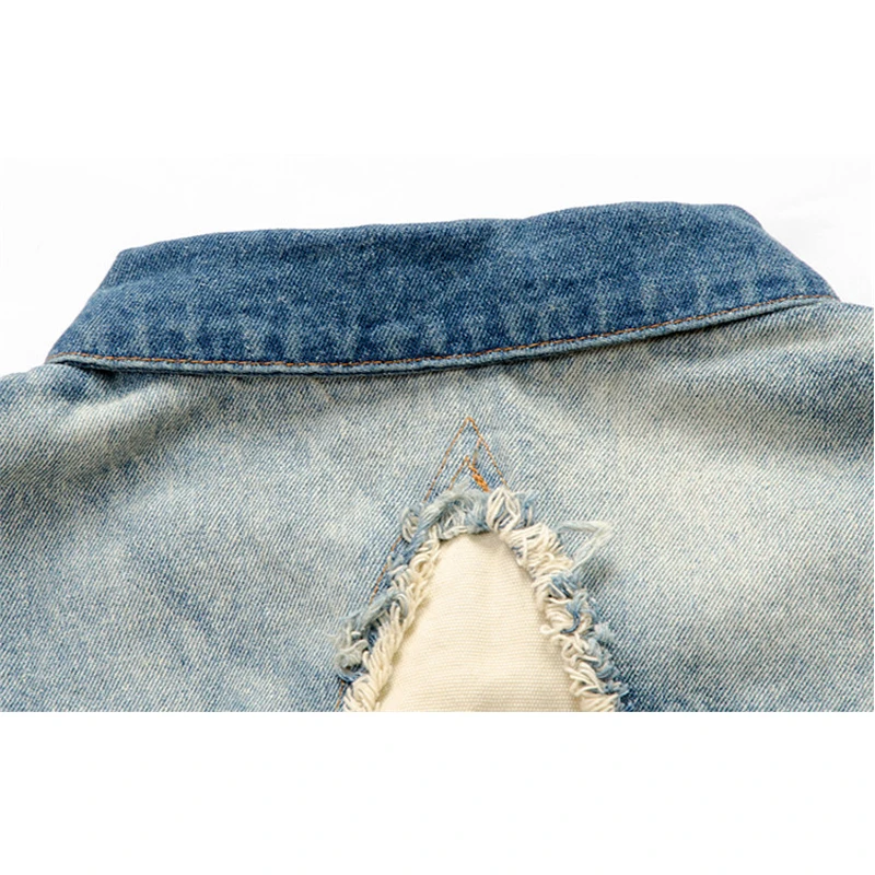 Sokotoo Men\'s  denim vest male five-pointed star letter outerwear patchwork denim jacket Plus large size tank top